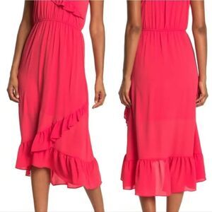 𝅺love..ady-ruffled Cold Shoulder Midi Dress -Size-S
